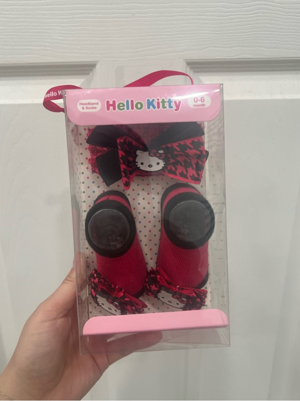 Hello Kitty Pink & Black Bow Headband and Socks Set - 0-6 Months